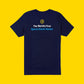 PredictionStrike motto on back of short sleeve navy T-shirt